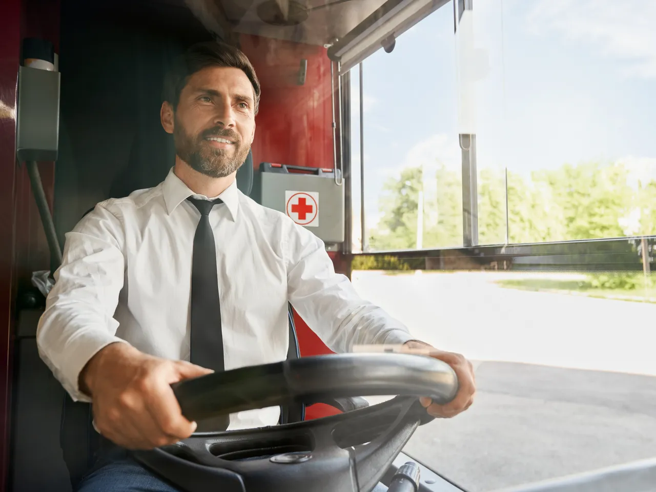Aula prática — Categoria D — Ônibus, na Auto Escola Educativa